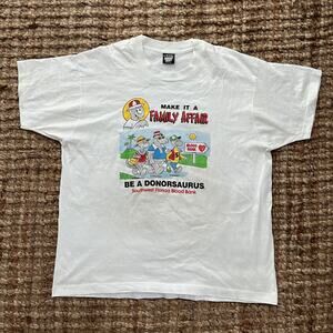 Vintage 90s Single Stitch Donorsaurus T Shirt USA XL Florida Blood Bank